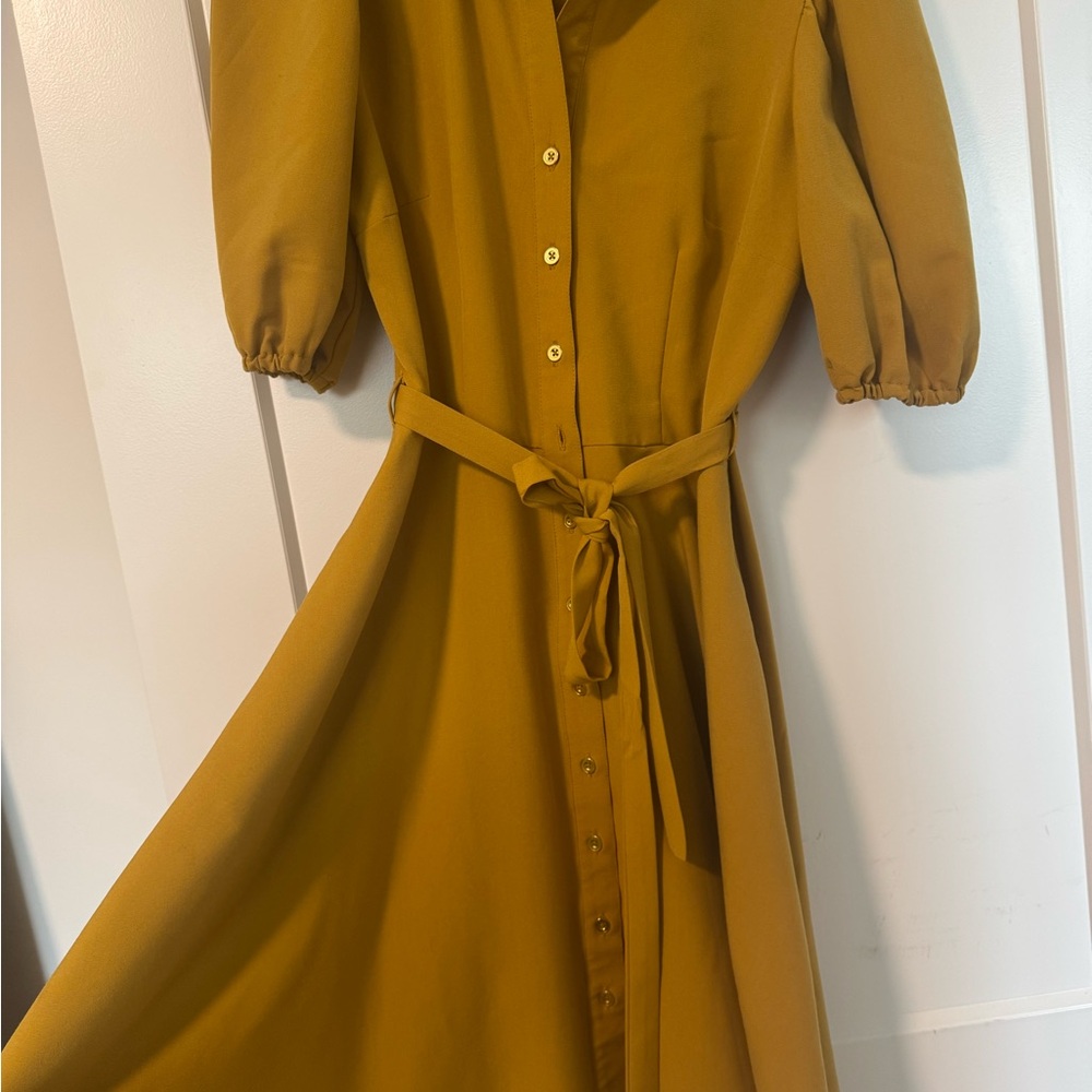 Sharagano Mustard Long Sleeve Dress